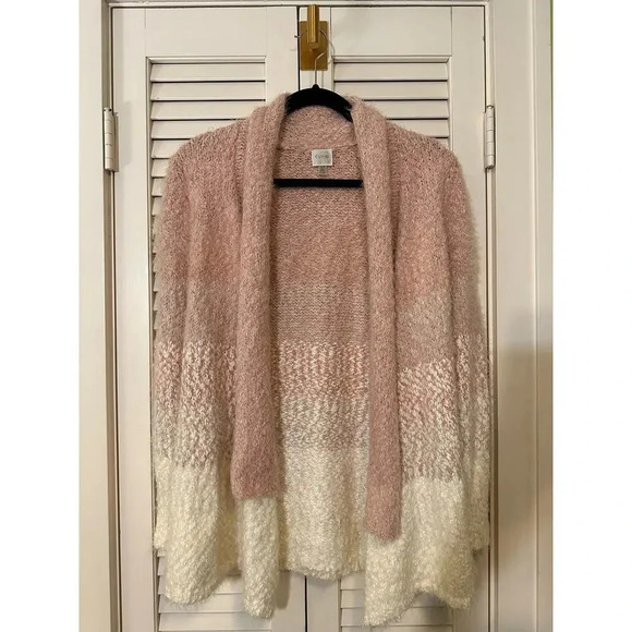 Cupio Soft Knit Pink and Cream Cardigan Sweater (Size S/P) - Picture 1 of 5